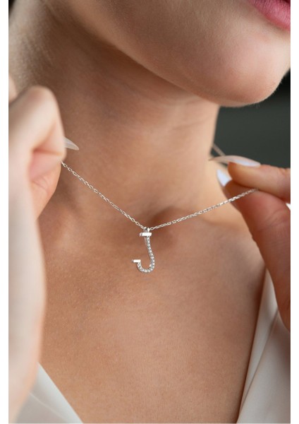 925 Ayar Gümüş Rodyum Kaplama J Harfi Kadın Kolye fiyatları