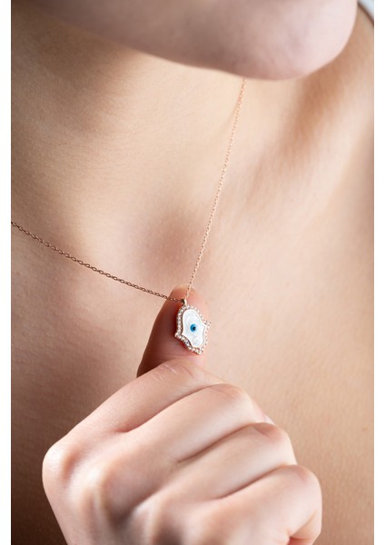 925 Ayar Gümüş Fatma Ana Eli Mineli Kadın Gümüş Kolye fiyatları