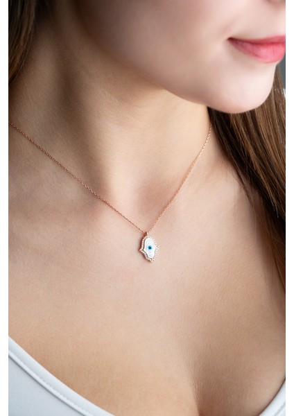 925 Ayar Gümüş Fatma Ana Eli Mineli Kadın Gümüş Kolye modelleri