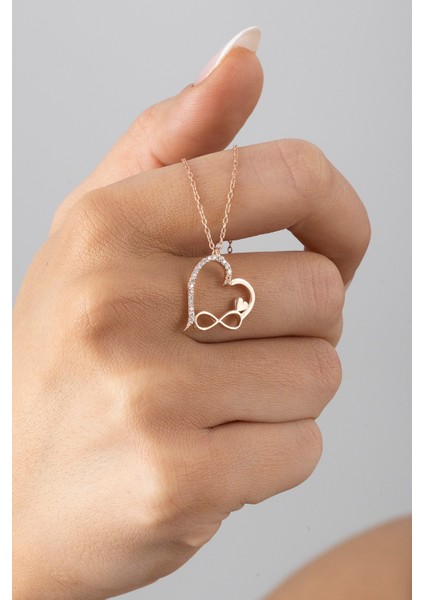 925 Ayar Kadın Kalp Sonsuzluk Gümüş Kolye