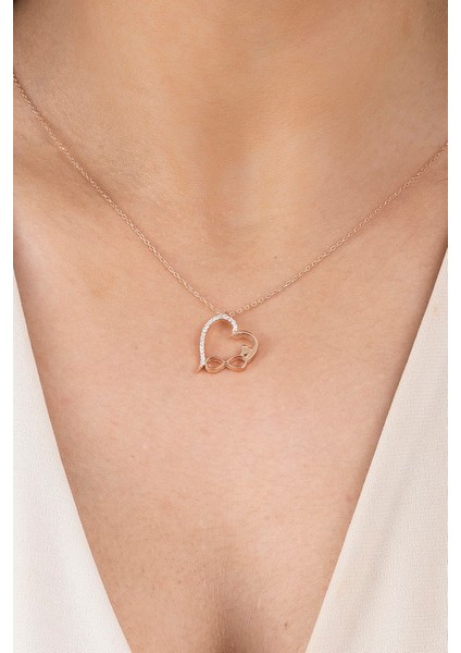 925 Ayar Kadın Kalp Sonsuzluk Gümüş Kolye modelleri