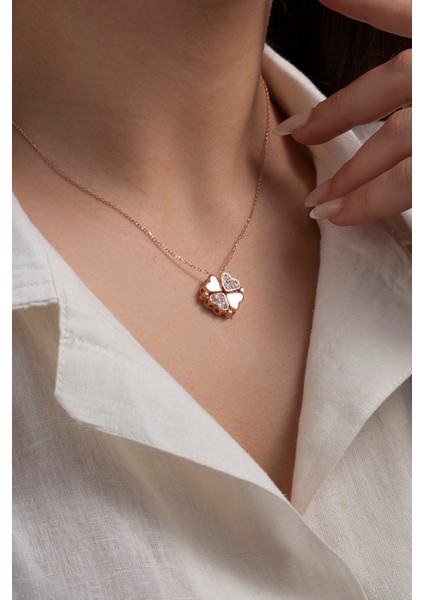 925 Ayar Gümüş Açılır Kapanır Mıknatıslı 4 Yapraklı Yonca Kolye modelleri