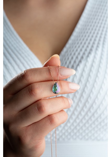 925 Ayar Gümüş Rose Kaplama Kalp Model His Taşı