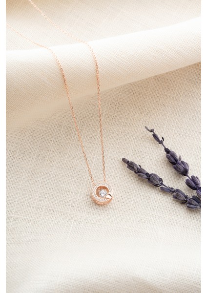 925 Ayar Gümüş Yuvarlak Model Sallantılı Tek Taş Kolye modelleri