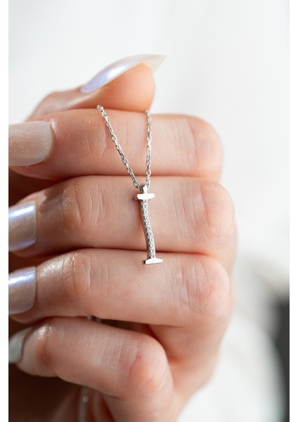 925 Ayar Gümüş Rodyum Kaplama I Harfi Kadın Kolye