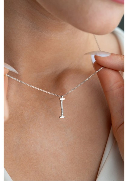 925 Ayar Gümüş Rodyum Kaplama I Harfi Kadın Kolye fiyatları