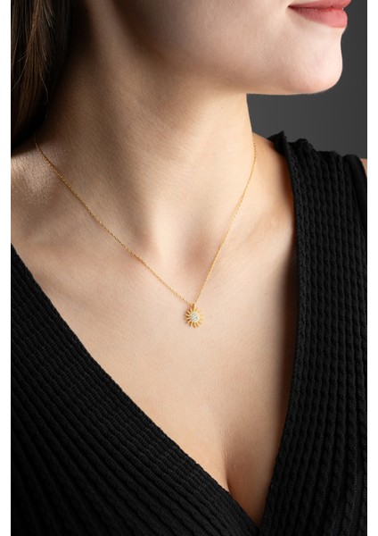 925 Ayar Gümüş Gold Kaplama Güneş Model Kolye modelleri