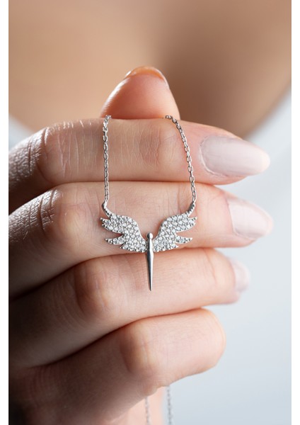 925 Ayar Gümüş Rodyum Kaplama Mikail Meleği Kolye