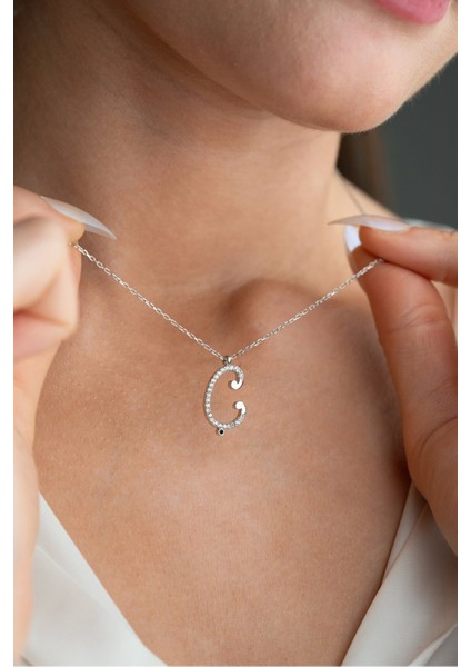 925 Ayar Gümüş Rodyum Kaplama Ç Harfi Kadın Kolye fiyatları