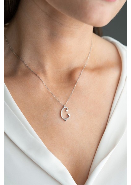 925 Ayar Gümüş Rodyum Kaplama Ç Harfi Kadın Kolye modelleri