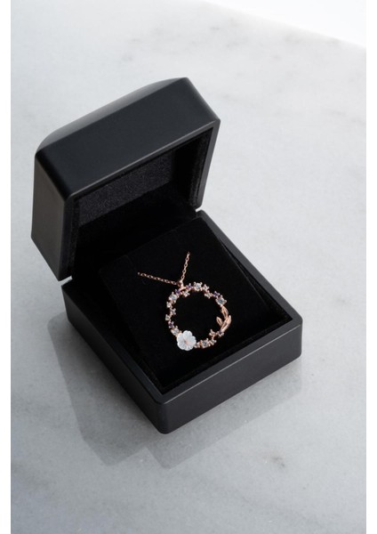 925 Ayar Gümüş Işıklı Kutuda Aşk Yuvası Manolya Çiçeği Kolye