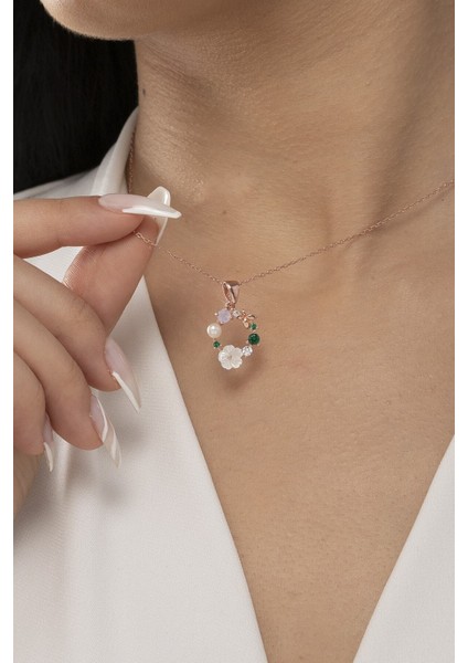 925 Ayar Gümüş Bahar Çiçeği Manolya Detaylı Kadın Kolye