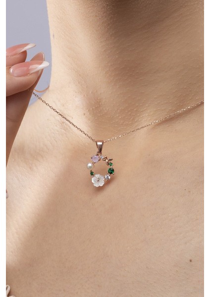 925 Ayar Gümüş Bahar Çiçeği Manolya Detaylı Kadın Kolye modelleri