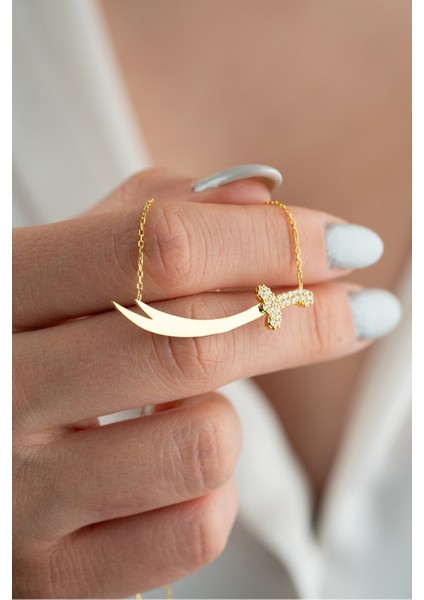 925 Ayar Gümüş Gold Kaplama Hz. Ali Kılıcı Kolye fiyatları