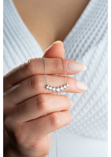 925 Ayar Gümüş Rodyum Kaplama Pırlanta Montür Kolye