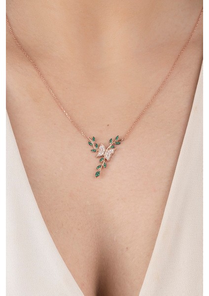 925 Ayar Gümüş Tomurcuk Kanatlı Kelebek Kadın Kolye modelleri