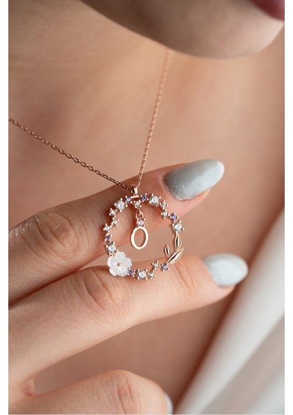 925 Ayar Gümüş Rose Kaplama Aşk Yuvası Ö Harfi Kadın Kolye modelleri