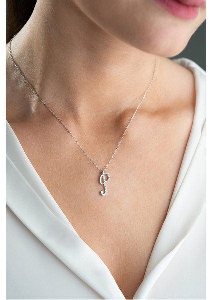 925 Ayar Gümüş Rodyum Kaplama P Harfi Kadın Kolye modelleri