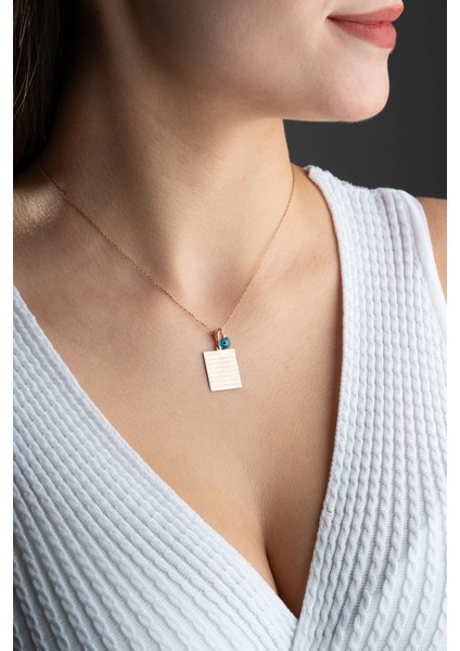 925 Ayar Gümüş Rose Kaplama Ayetel Kürsi Plaka Model Kolye modelleri