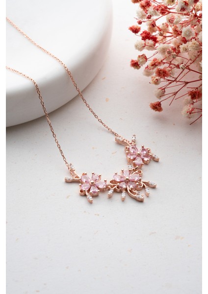 925 Ayar Gümüş Kadın 3'lü Manolya Çiçeği Kolye