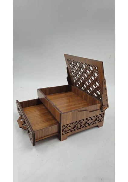 Ahşap Dekoratif Tek Çekmeceli Kutu 19 cm x 15 cm x 8 cm