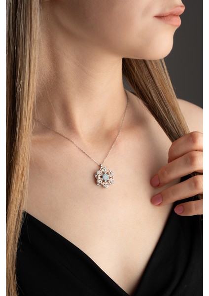 925 Ayar Gümüş Kar Tanesi Nazar Detaylı Dönen Kadın Kolye fiyatları