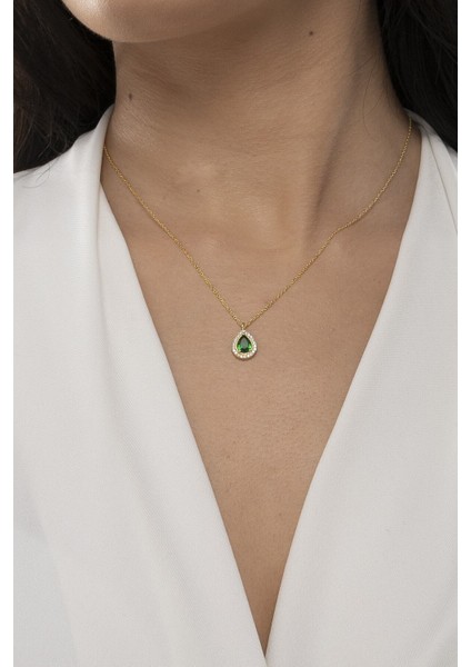 925 Ayar Gümüş Damla Model Gold Kadın Kolye fiyatları