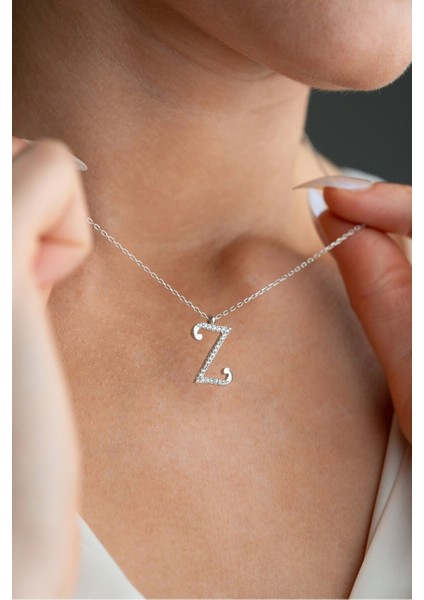925 Ayar Gümüş Rodyum Kaplama Z Harfi Kadın Kolye fiyatları