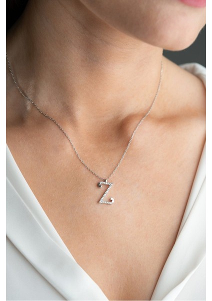 925 Ayar Gümüş Rodyum Kaplama Z Harfi Kadın Kolye modelleri