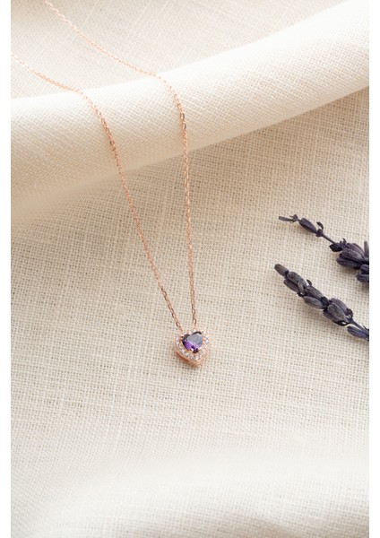 925 Ayar Gümüş Rose Kaplama Kalp Model Kolye fiyatları