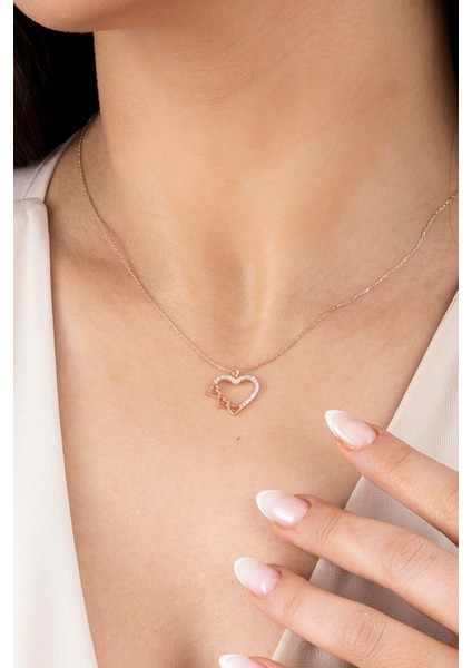 925 Ayar Kadın Üçlü Kalp Kadın Gümüş Kolye fiyatları