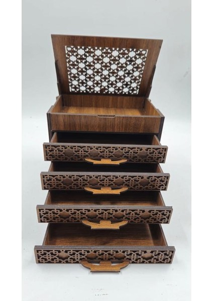 Ahşap Dekoratif Dört Çekmeceli Kutu 19 cm x 15 cm x 16 cm modelleri