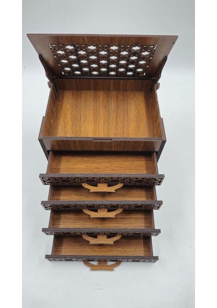 Ahşap Dekoratif Dört Çekmeceli Kutu 19 cm x 15 cm x 16 cm fırsatları