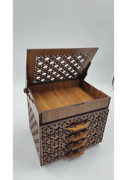 Ahşap Dekoratif Dört Çekmeceli Kutu 19 cm x 15 cm x 16 cm indirimleri