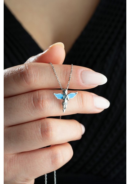 925 Ayar Gümüş Rodyum Kaplama Melek Model Kolye