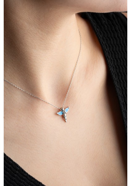 925 Ayar Gümüş Rodyum Kaplama Melek Model Kolye fiyatları