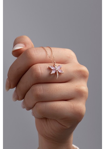 925 Ayar Gümüş Milk Taşlı Yusufçuk Kadın Kolye