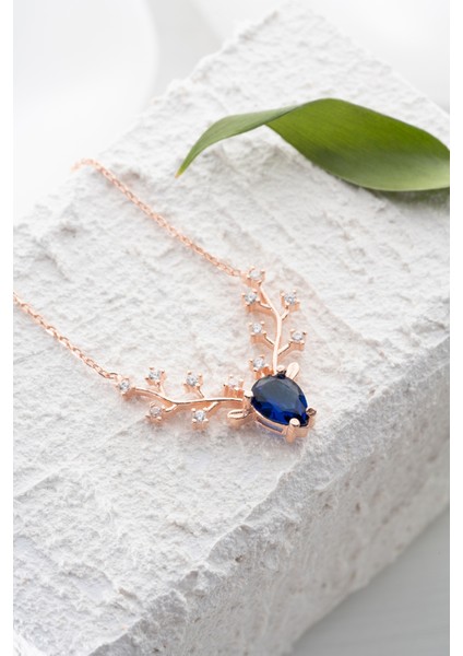 925 Ayar Gümüş Rose Kaplama Geyik Başı Kolye fiyatları