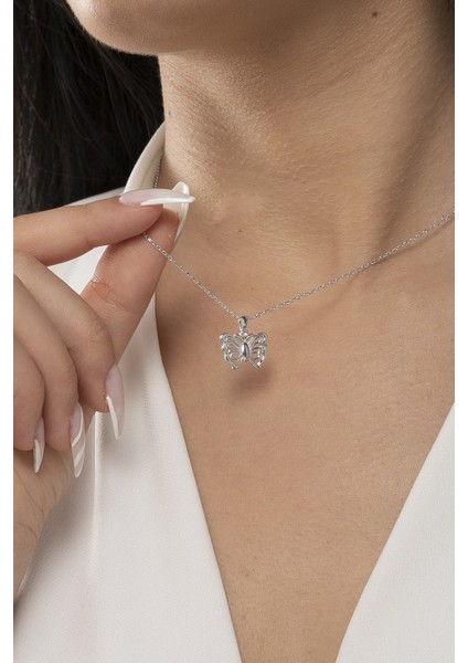 925 Ayar Gümüş Kelebek Model Kadın Kolye fiyatları