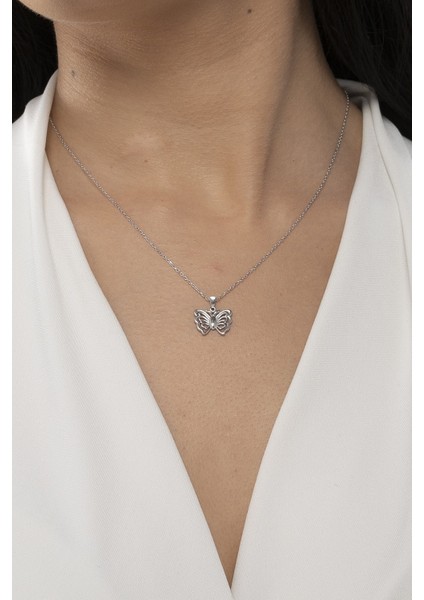 925 Ayar Gümüş Kelebek Model Kadın Kolye modelleri