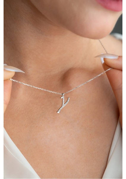 925 Ayar Gümüş Rodyum Kaplama Y Harfi Kadın Kolye fiyatları