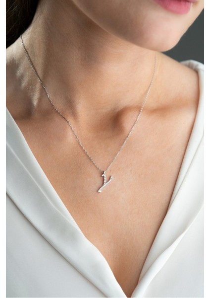 925 Ayar Gümüş Rodyum Kaplama Y Harfi Kadın Kolye modelleri