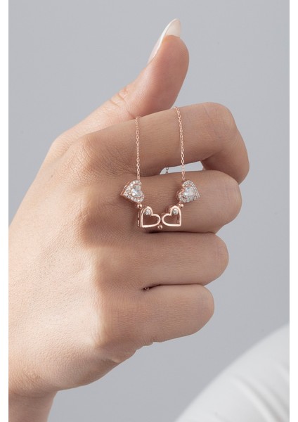 925 Ayar Gümüş Çoklu Kalpli Açılır Kapanır Mıknatıslı Yonca Kolye fiyatları