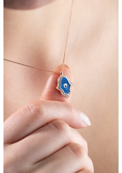 925 Ayar Gümüş Fatma Ana Eli Mineli Kadın Gümüş Kolye fiyatları