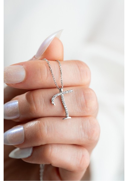 925 Ayar Gümüş Rodyum Kaplama T Harfi Kadın Kolye