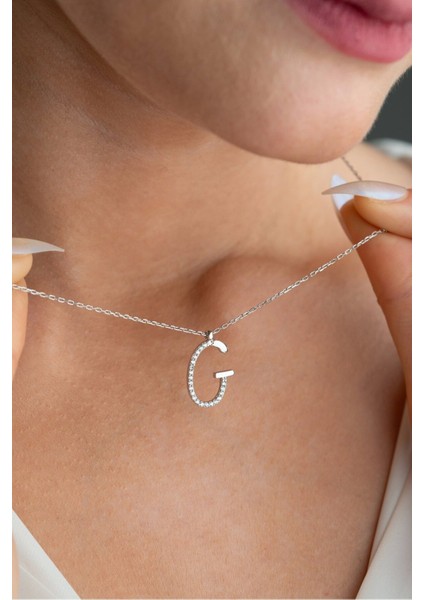 925 Ayar Gümüş Rodyum Kaplama G Harfi Kadın Kolye fiyatları