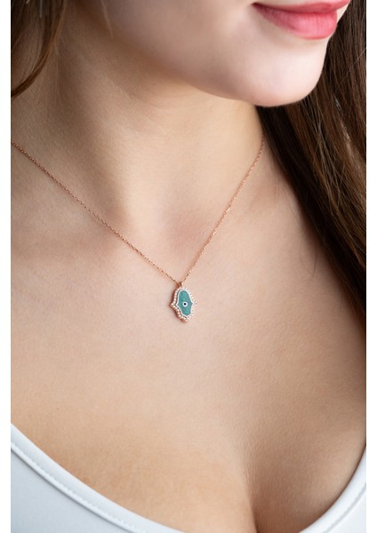 925 Ayar Gümüş Fatma Ana Eli Mineli Kadın Gümüş Kolye modelleri