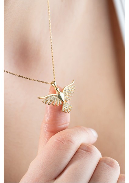 925 Ayar Işıklı Kutuda Gümüş Gold Kaplama Anka Kuşu Kolye modelleri