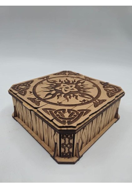 Ahşap Dekoratif Iki Çekmeceli Kutu 15 cm x 15 cm x 6 cm