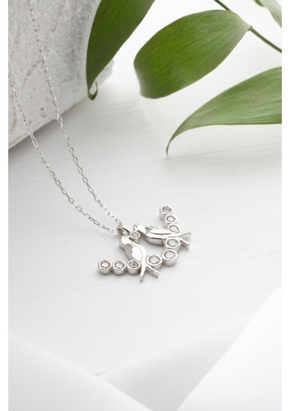 925 Ayar Gümüş Rodyum Kaplama Daldaki Kuşlar Kolye modelleri